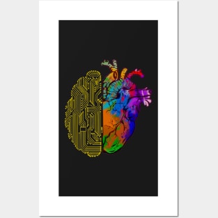 Half head half heart creative and logic Posters and Art